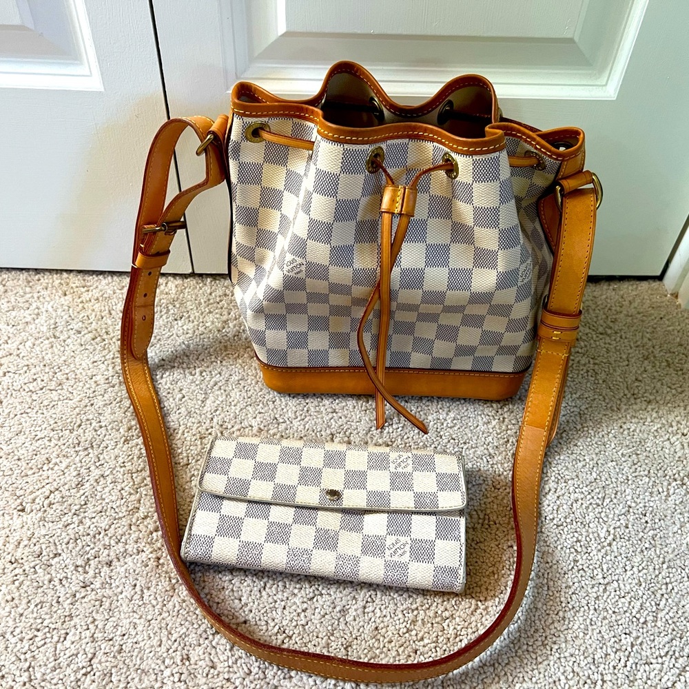 SALE! Louis Vuitton Noe BB Crossbody bag damier azur with bonus wallet
